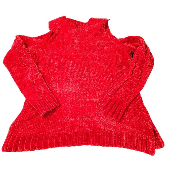 Gibson Latimer Womens Sweater Red Size S Polyester Long Sleeve Cold Shoulder - Picture 2 of 12